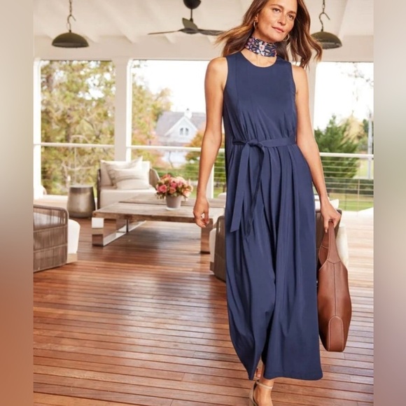 J. McLaughlin Women’s Winter Navy Blue Clive Maxi Dress Sleeveless Size L ~ NWT - Picture 1 of 11